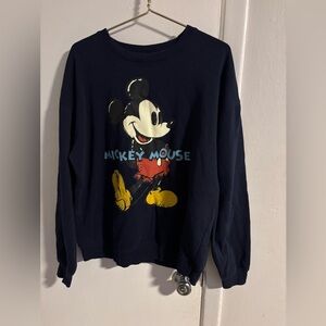 Mickey Mouse Colored Pencil Sketch Navy Colorway Fleece Sweater Blue